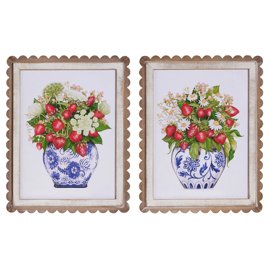 Wild Berry in Vase Scalloped Framed Wall Art