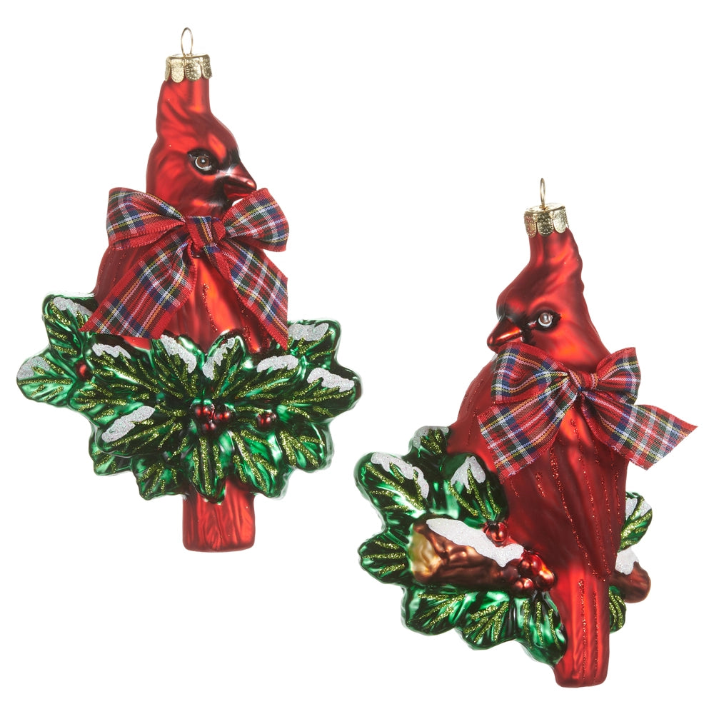 Cardinal with Holly and Bow Ornament