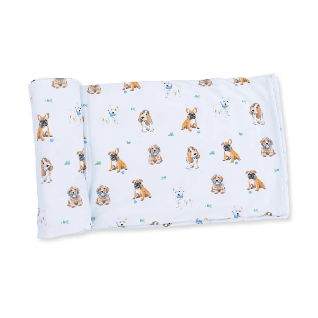 Bestie Dogs Blue Swaddle Blanket