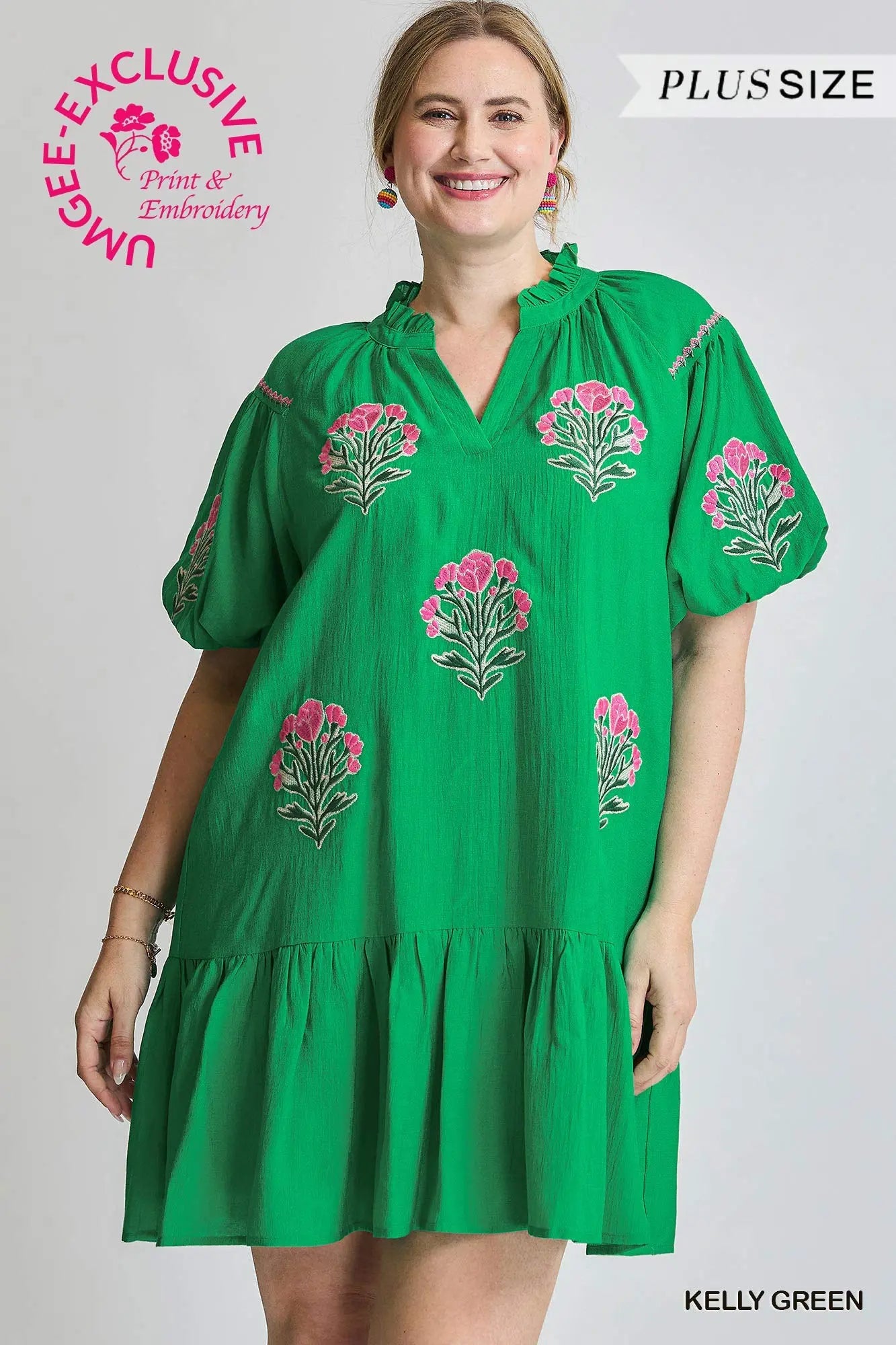 Boho Floral Embroidered Mini Dress