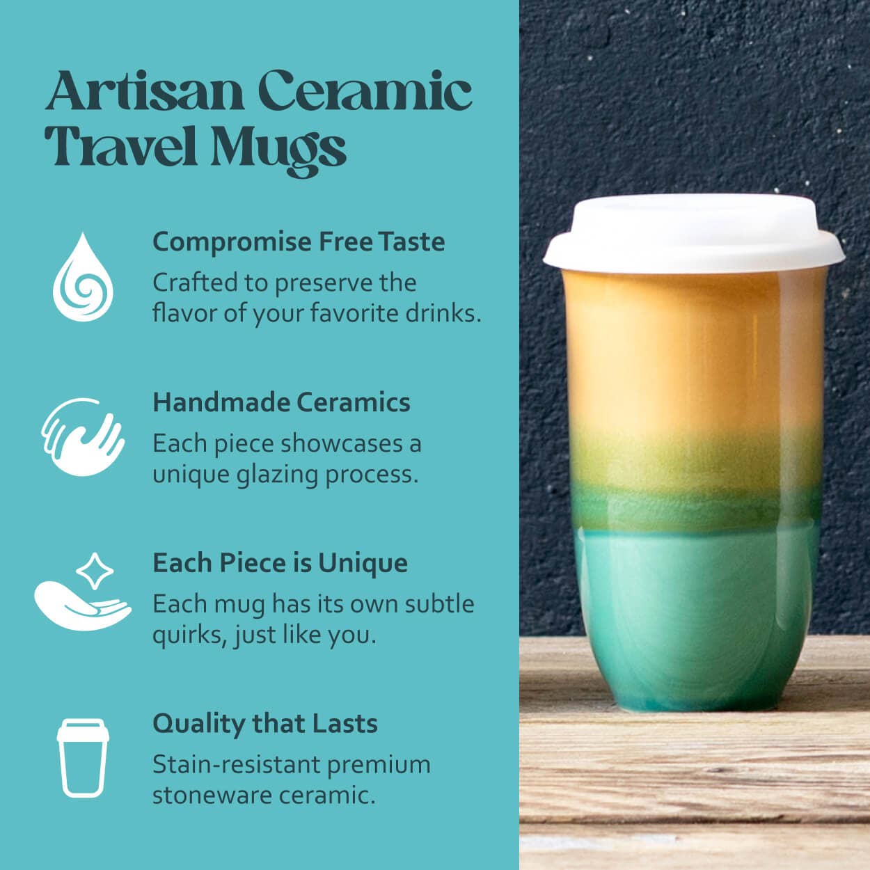 Savannah Ceramic Travel Cup 16oz | Reusable Coffee Cup