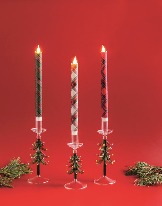 Flameless Tartan Taper Candles