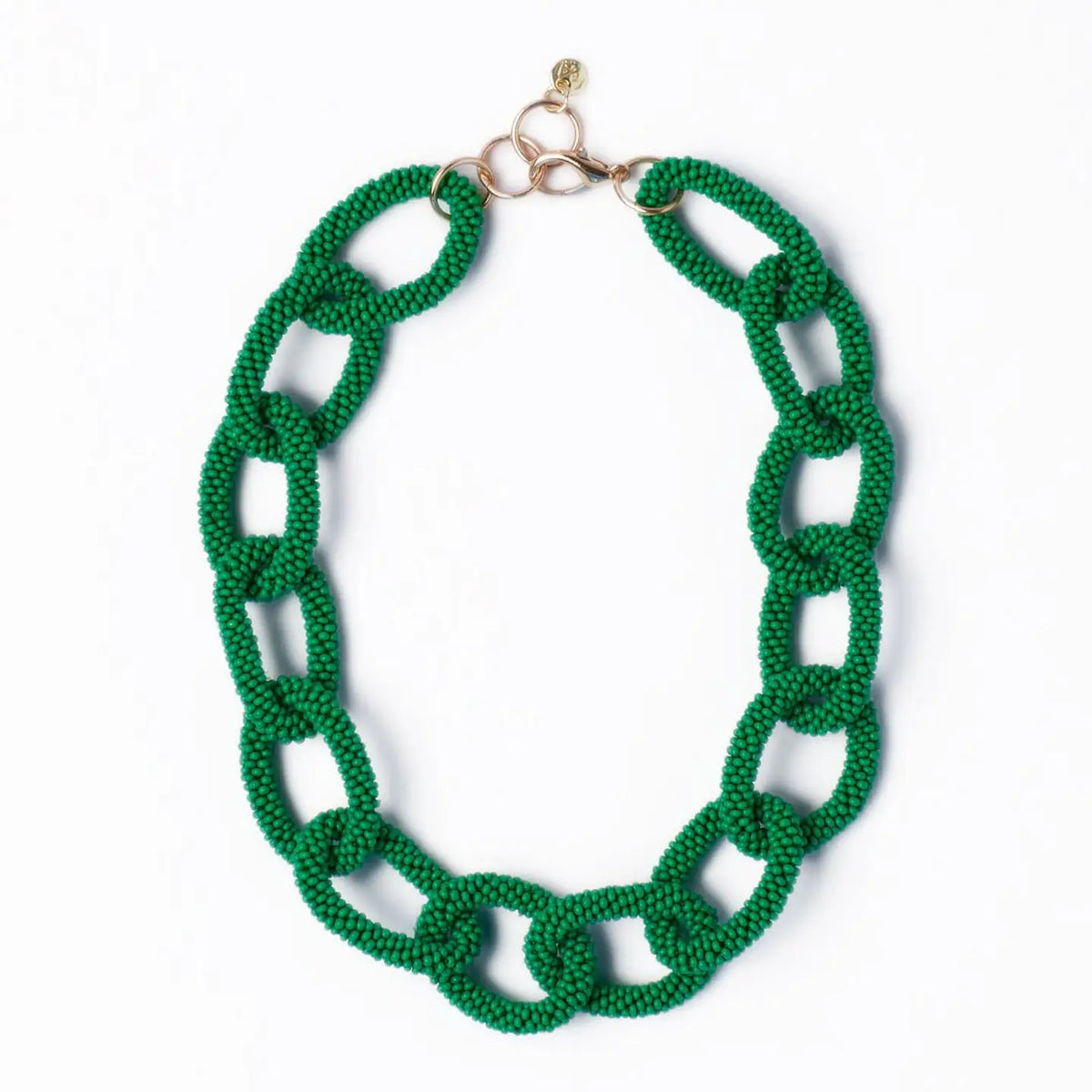 Jenna Chain Link Beaded Necklace Kelly Green