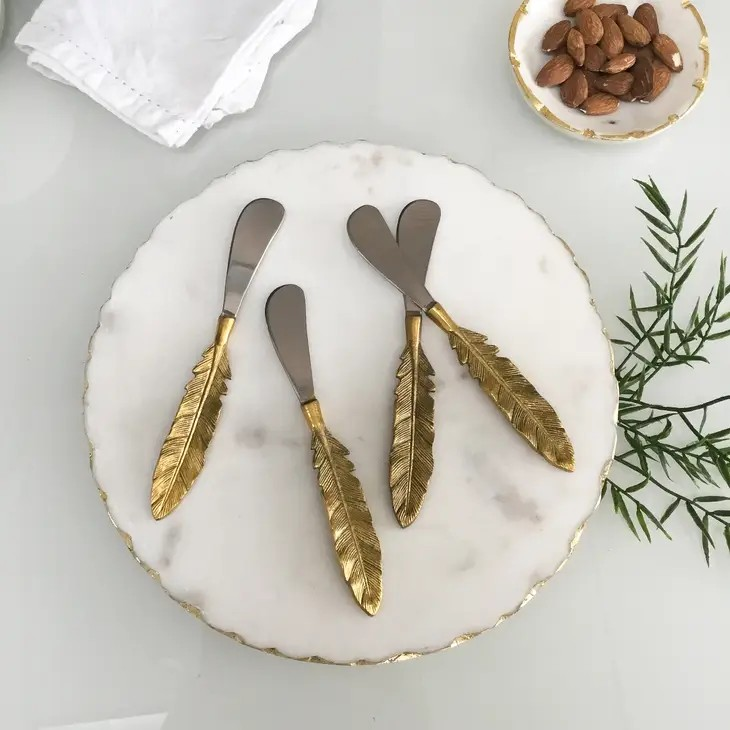 Brass Leaf Handle Spreaders, Set of 4