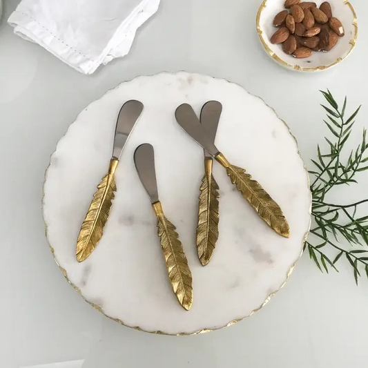 Brass Leaf Handle Spreaders, Set of 4