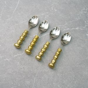 Gold Round Beaded Cocktail Spoons - Set of 4