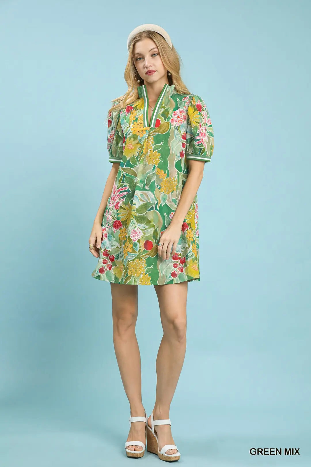 Jacquard Bloomscape Print Mini Dress