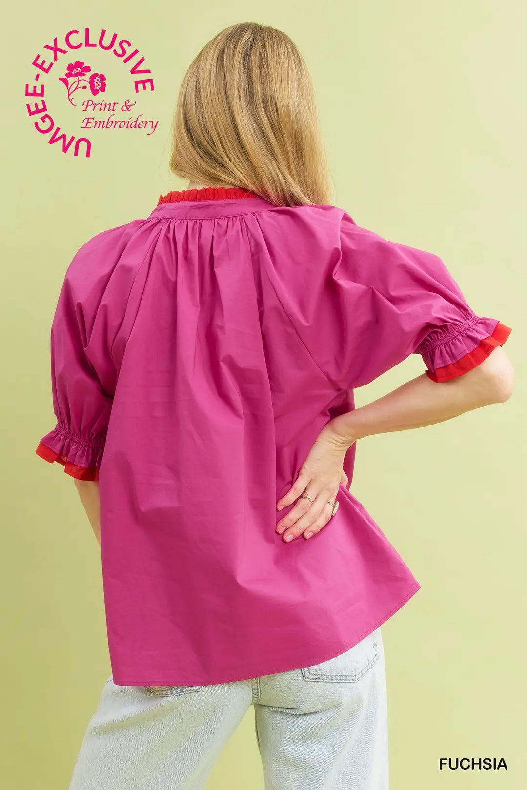 Pink Floral Embroidered Blouse