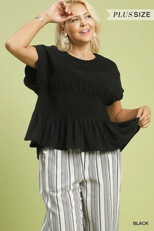 Smocked Peplum Blouse