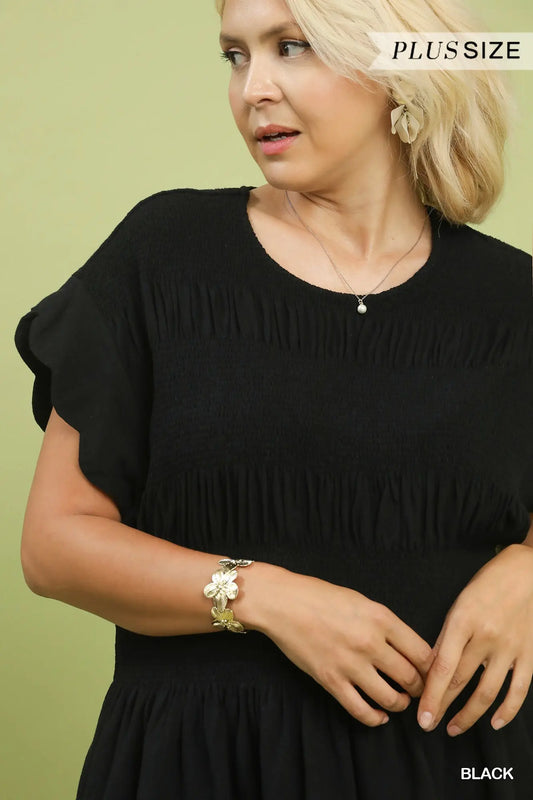 Smocked Peplum Blouse