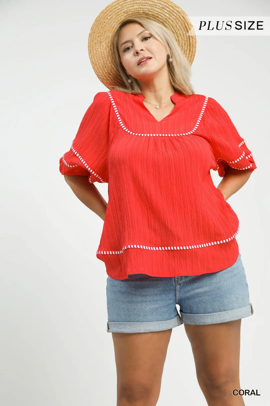 Coral Textured Top