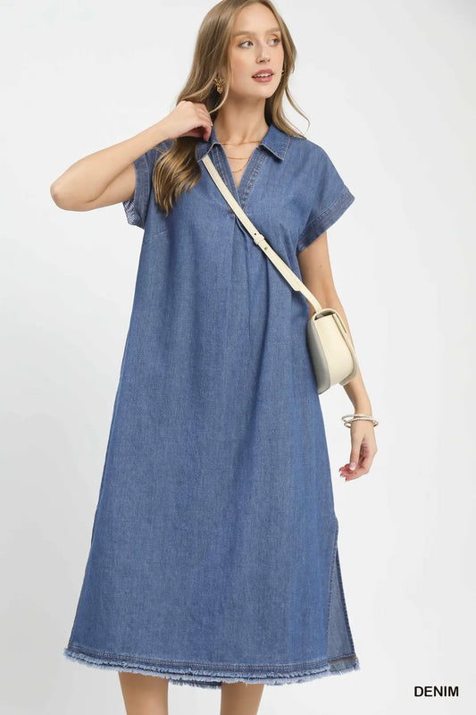 Head Over Boots Midi Denim Dress