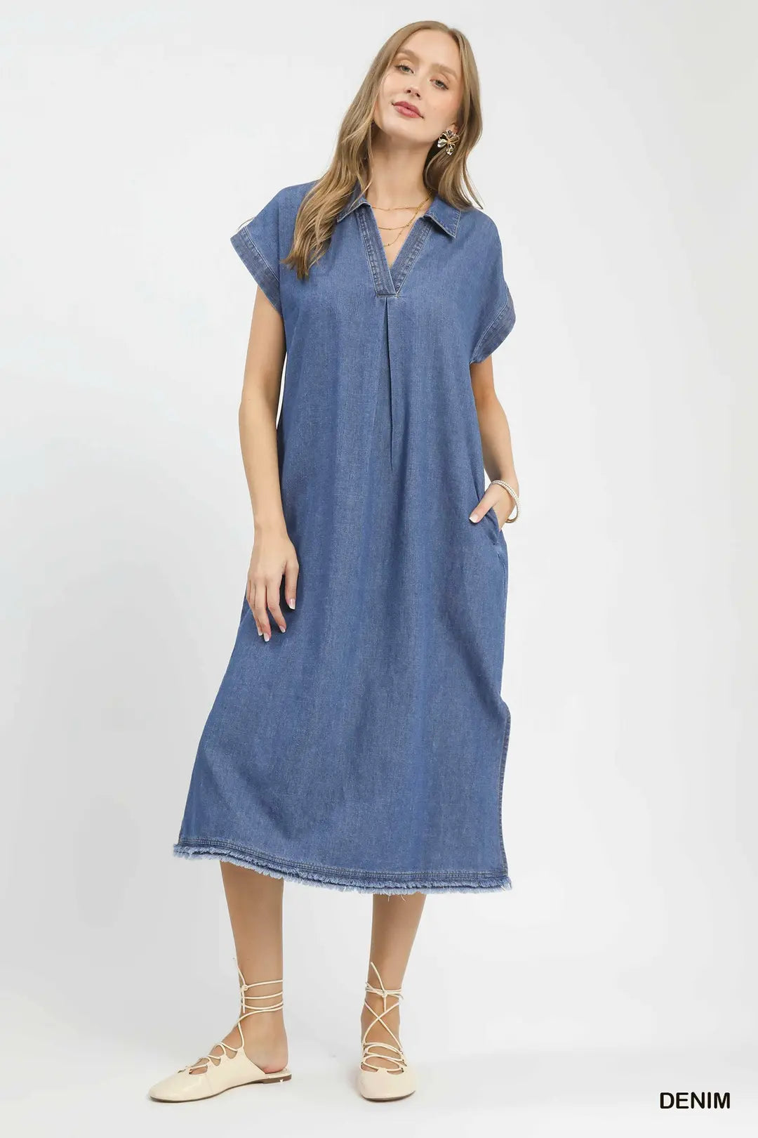 Head Over Boots Midi Denim Dress