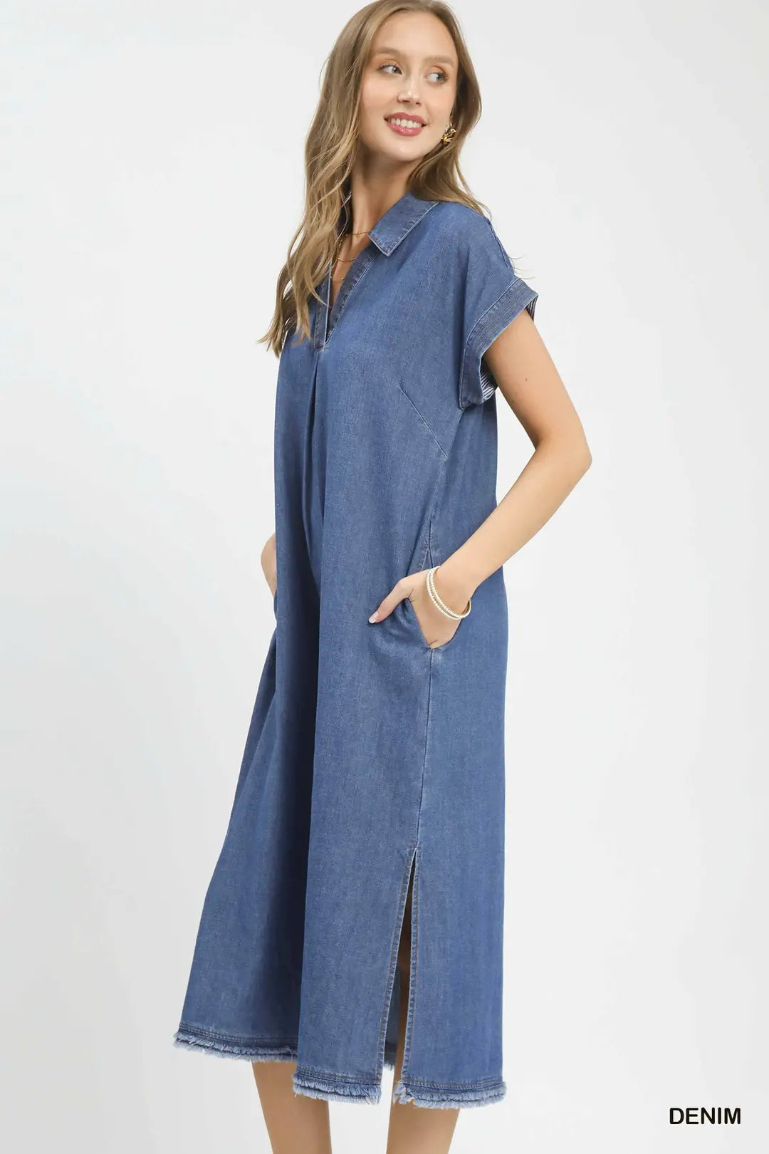 Head Over Boots Midi Denim Dress