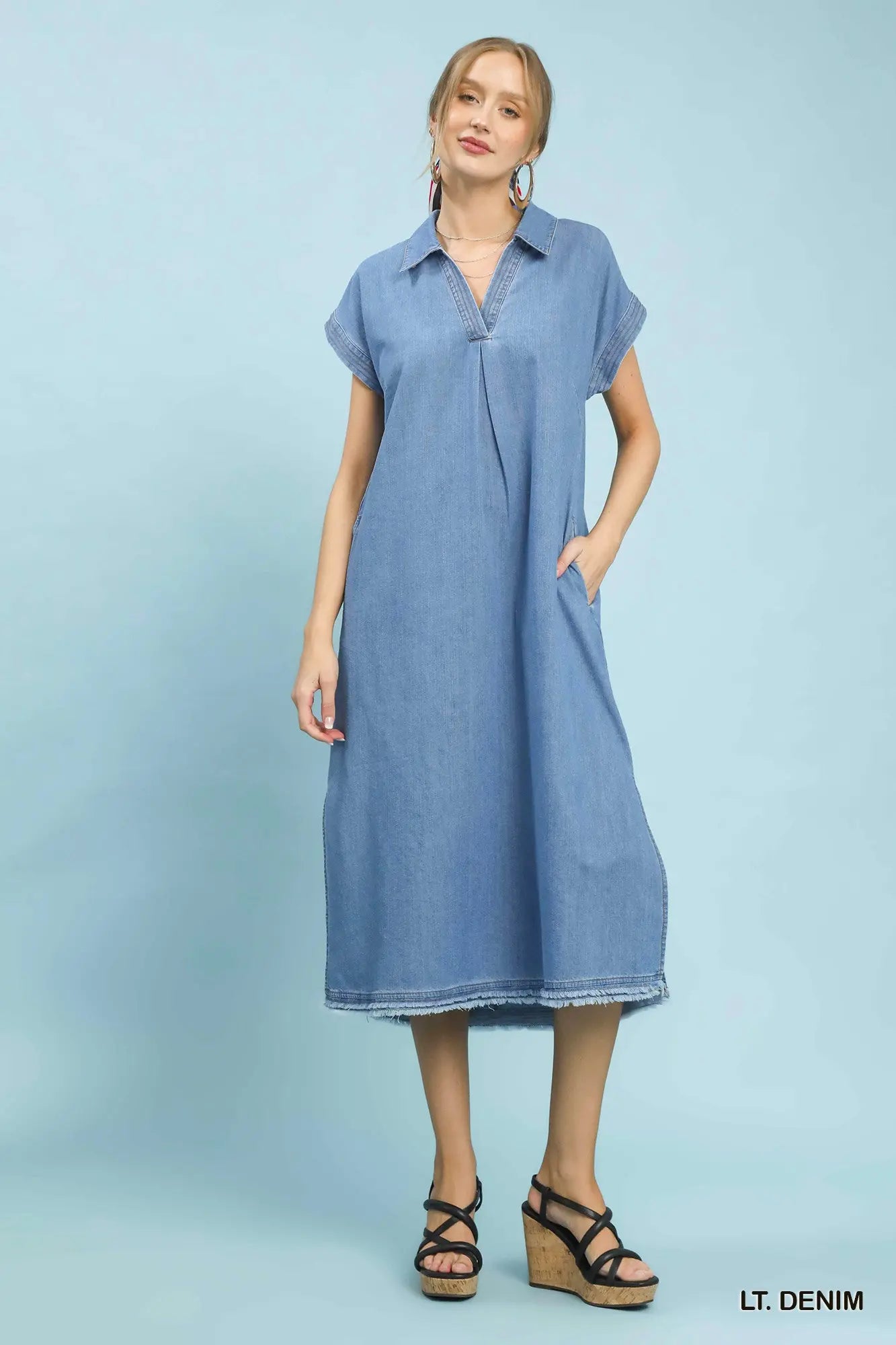 Head Over Boots Midi Denim Dress