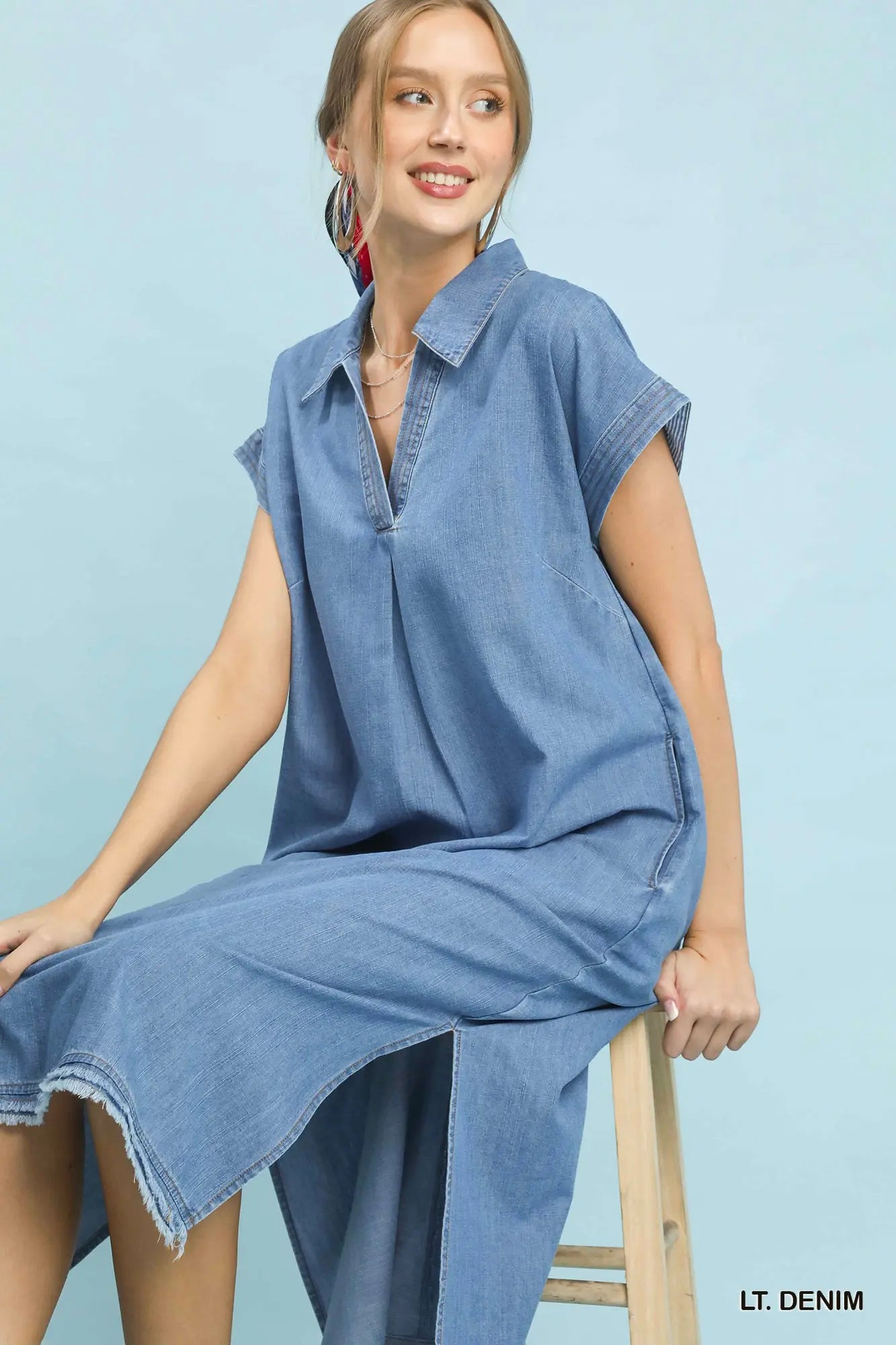 Head Over Boots Midi Denim Dress