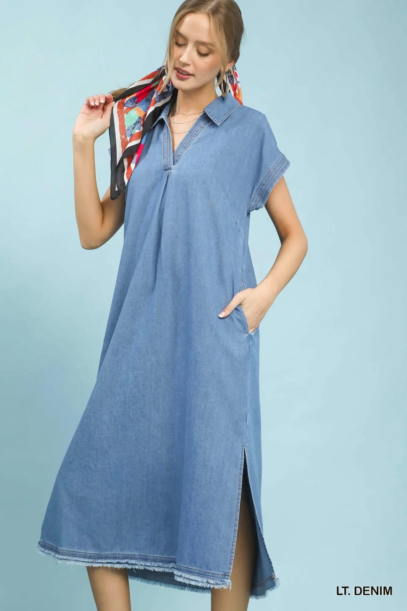 Head Over Boots Midi Denim Dress