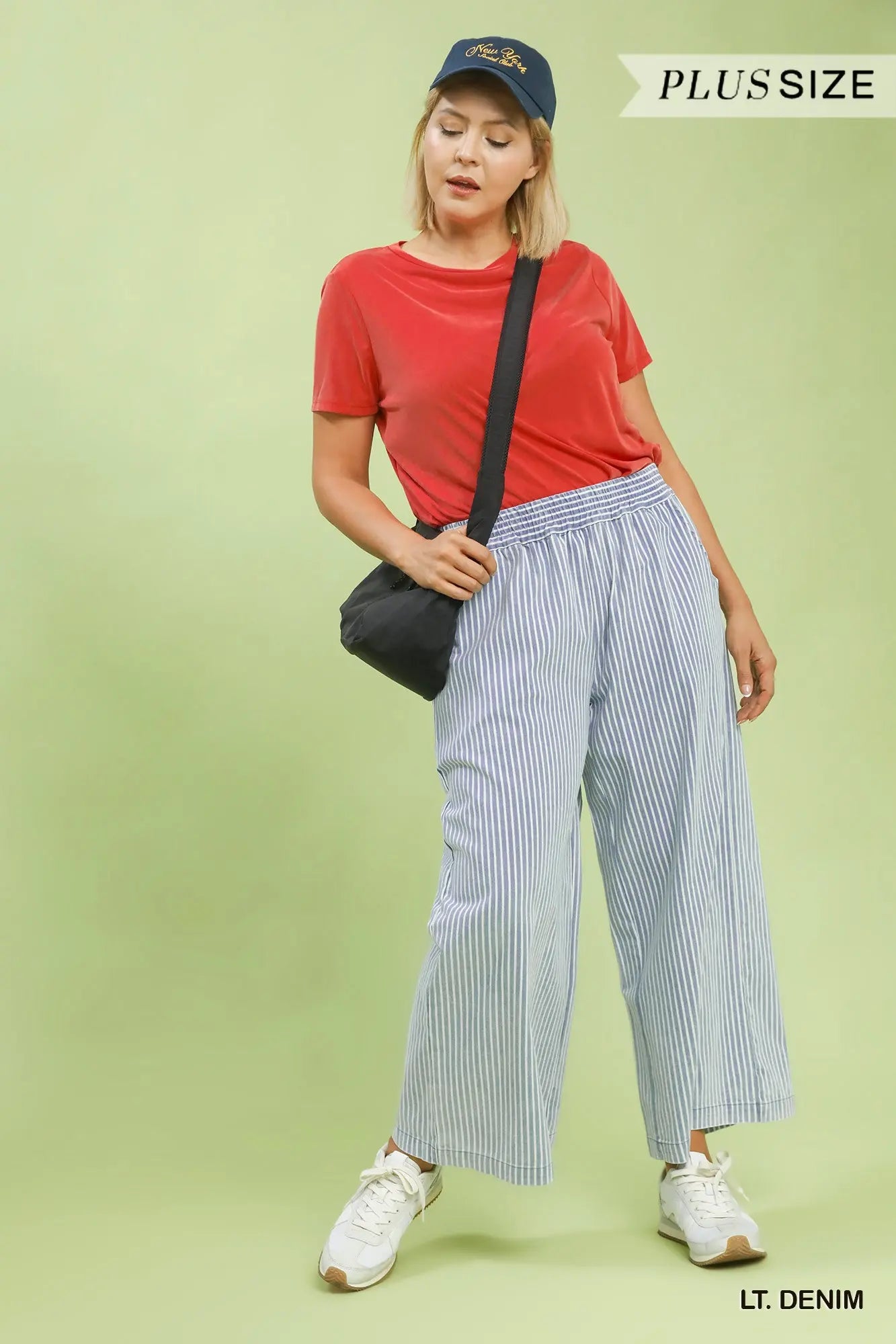 Stone Wash Stripe Wide-Leg Pants