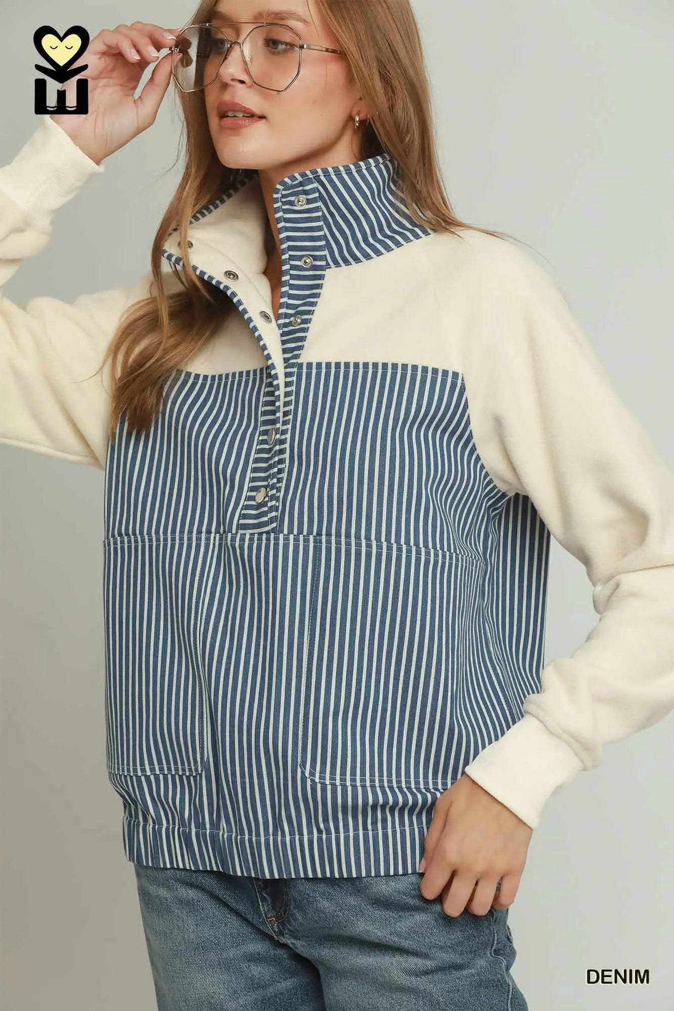 Solid & Denim Contrast Pullover