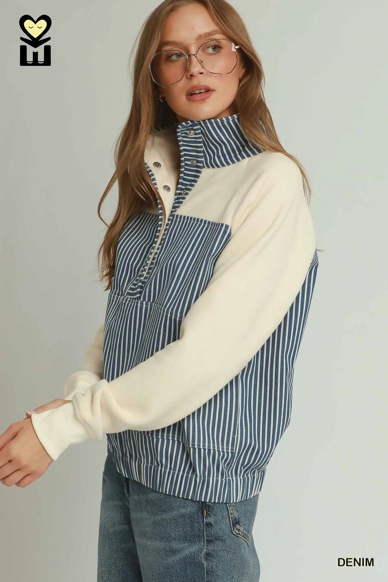 Solid & Denim Contrast Pullover