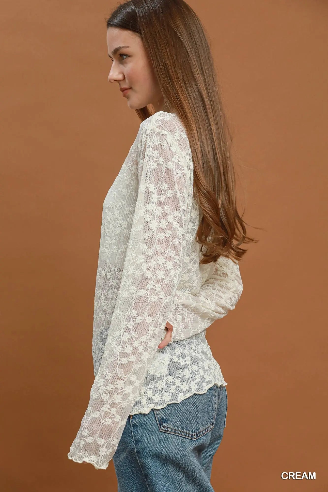 Sheer Floral Lace Top.