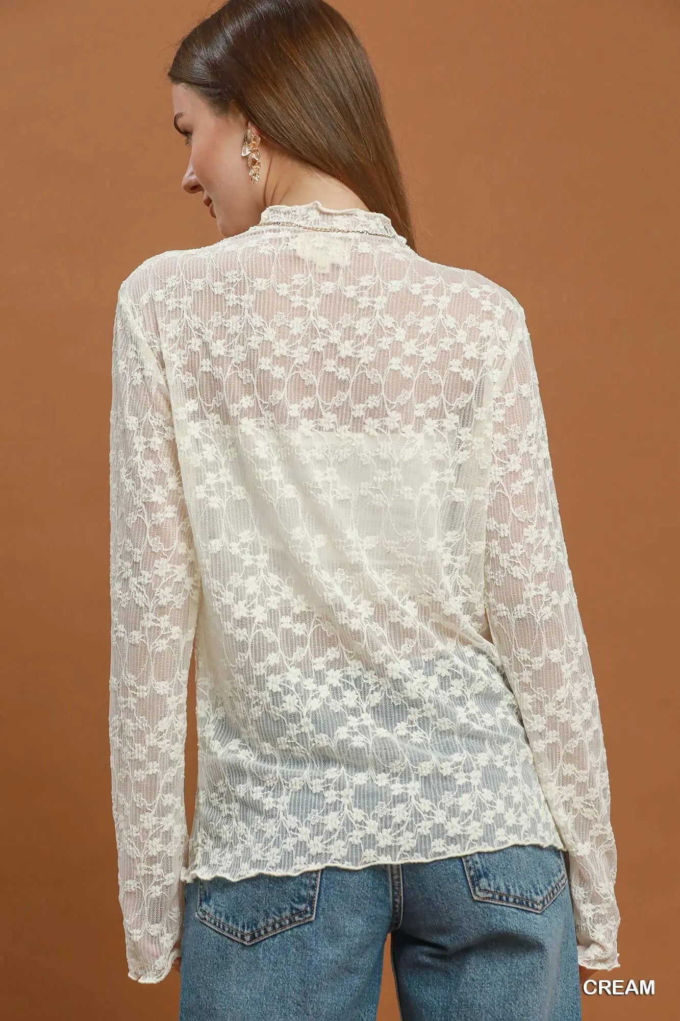Sheer Floral Lace Top.