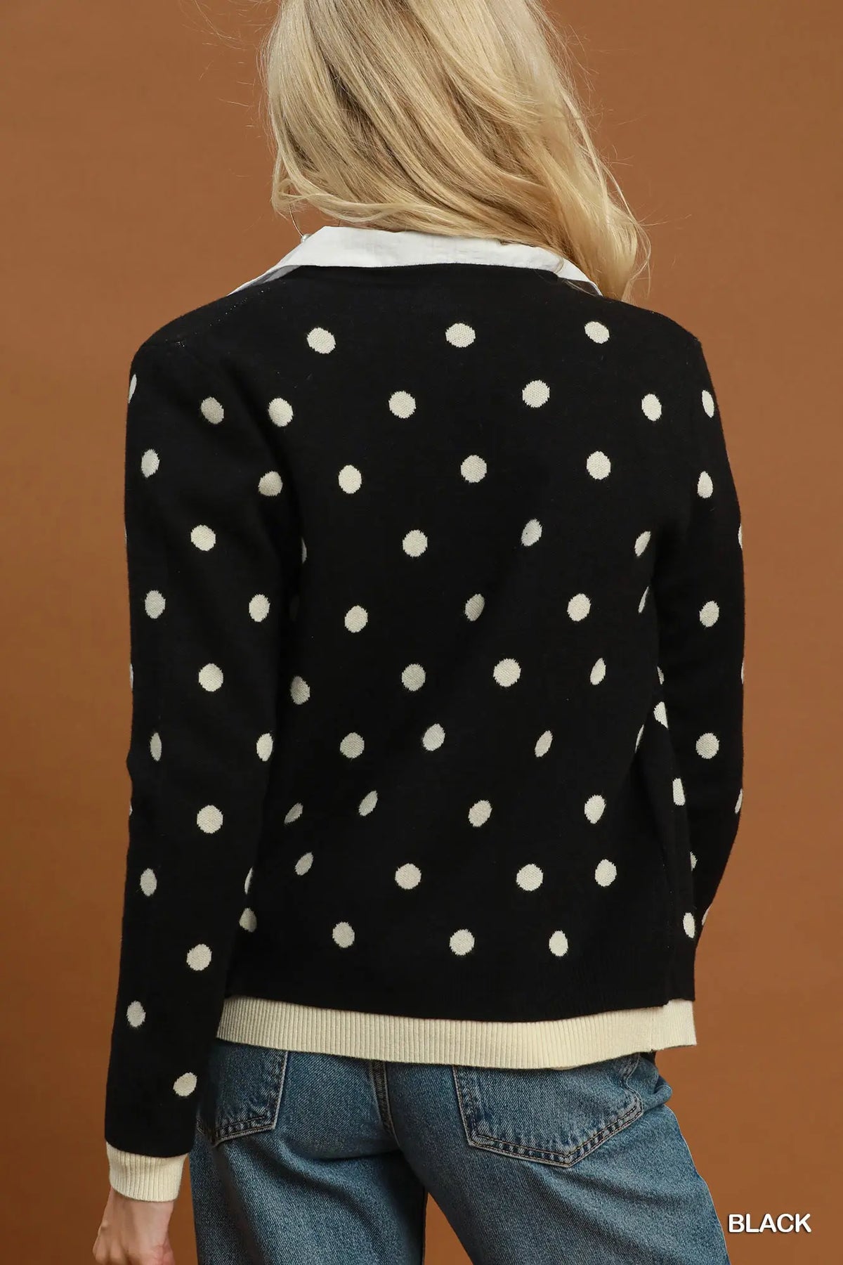Black Polka Dot Button Front Cardigan