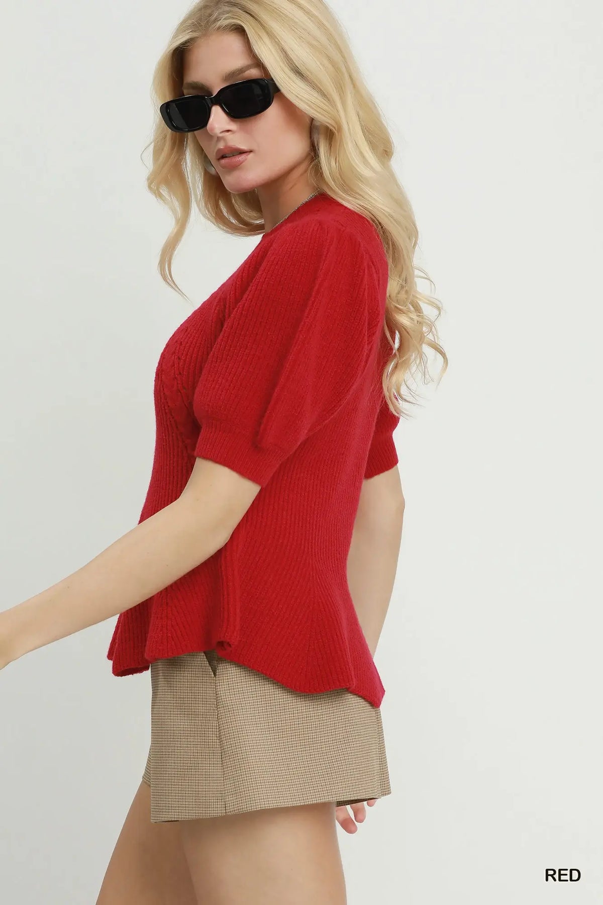 Cable Knit Peplum Sweater Top