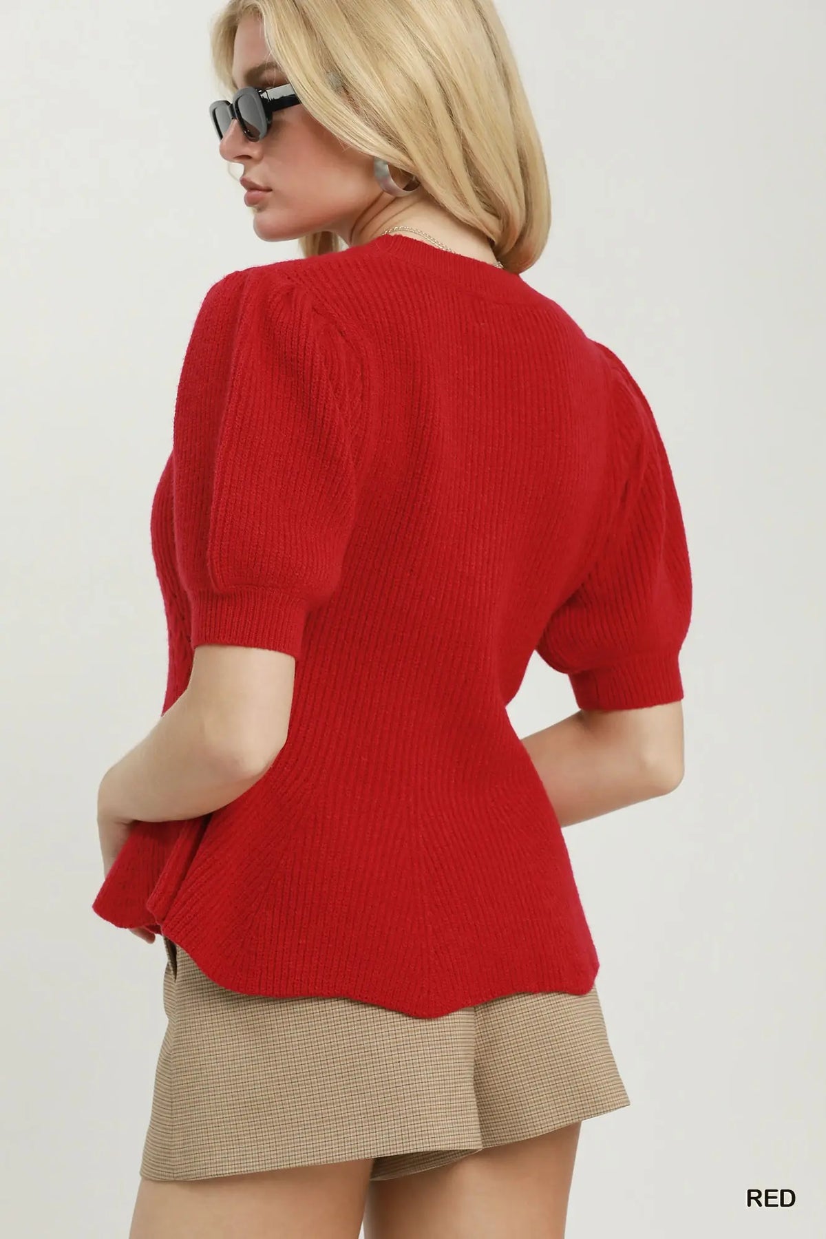 Cable Knit Peplum Sweater Top