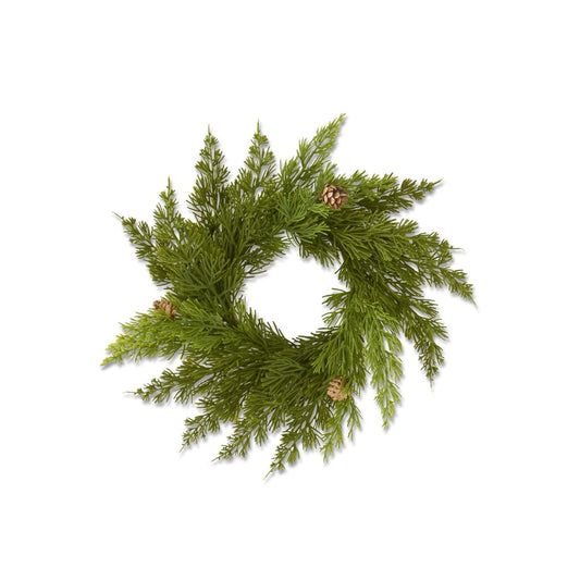 Real Touch Cedar Pine Candle Ring w/Pine Cones
