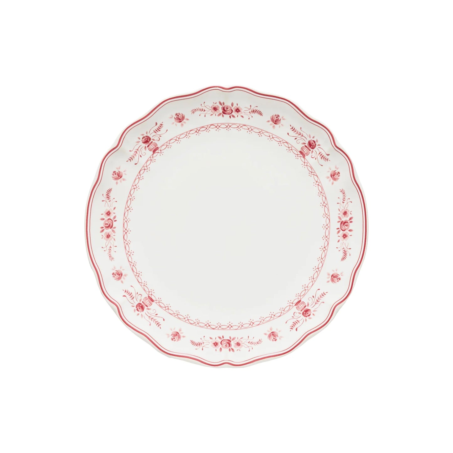 Vila White/Red Dinner Plate