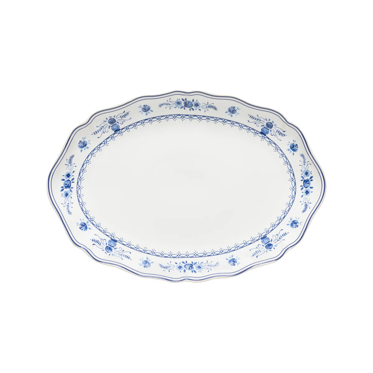 Vila White-Blue Oval Platter