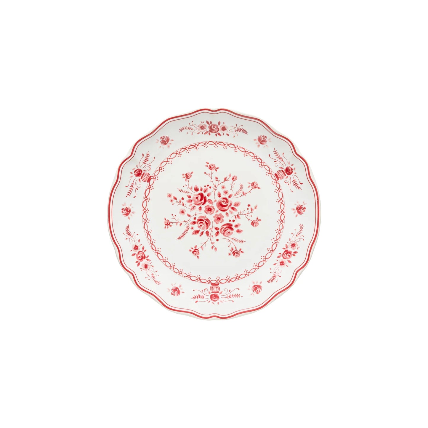 Vila White/Red Salad Plate