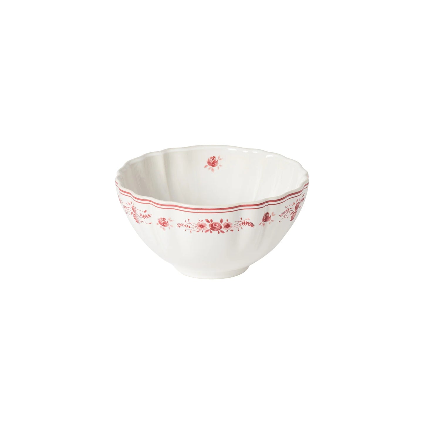 Vila White/Red Cereal Bowl