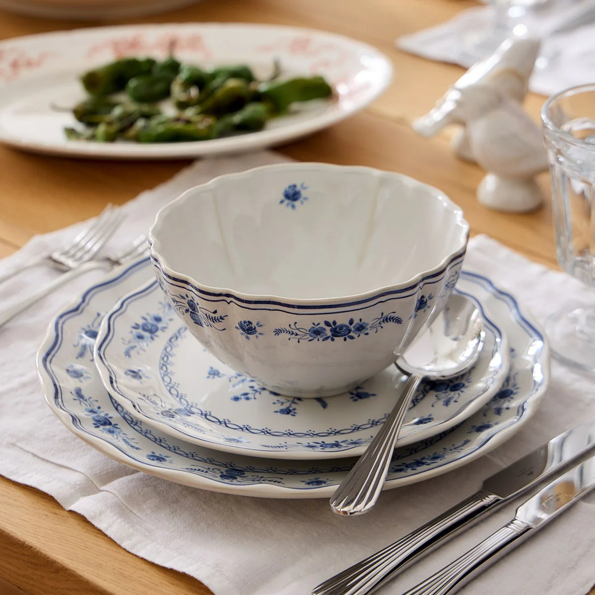 Vila White/Blue Cereal Bowl