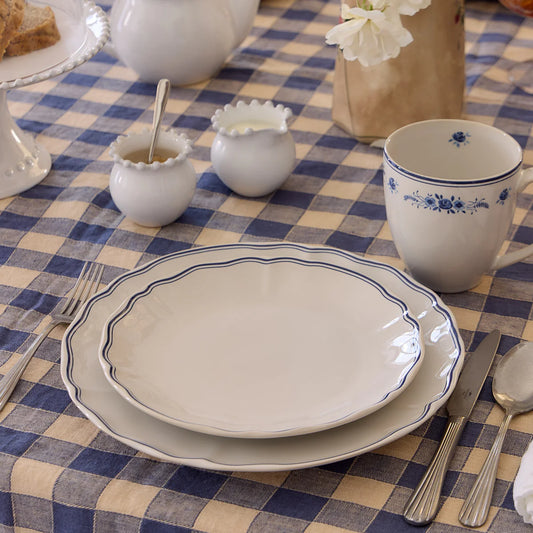 Vila White/Blue Filet Dinner Plate