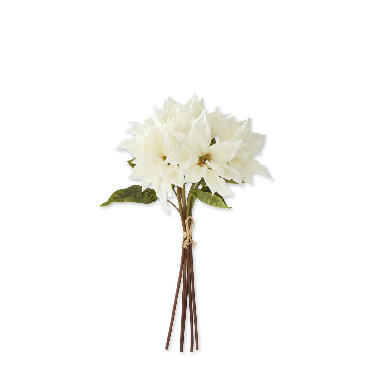 Real Touch White Poinsettia Stem Bundle  18 inch  (5 Stems)