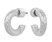 Textured Small Silver Hoop Earrings