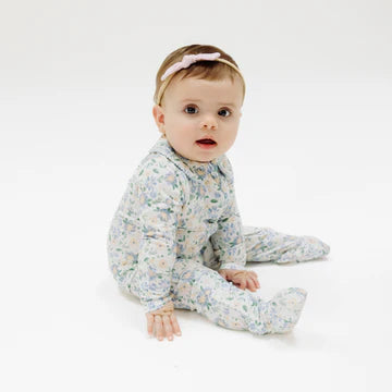 Peter Pan 2 Way Zipper Footie - Baby Veronical Floral NB
