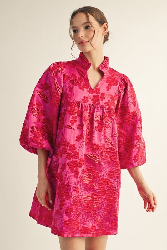Hot Pink Jacquard Dress
