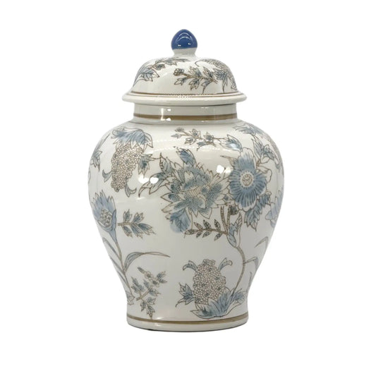 Floral Chinoiserie Ceramic Ginger Jar 12"