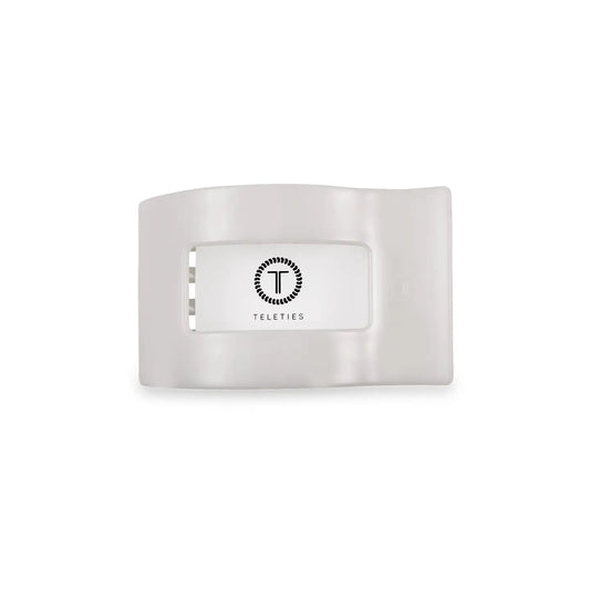 Teleties Small Rectangular Flat Hair Clip - Coconut White