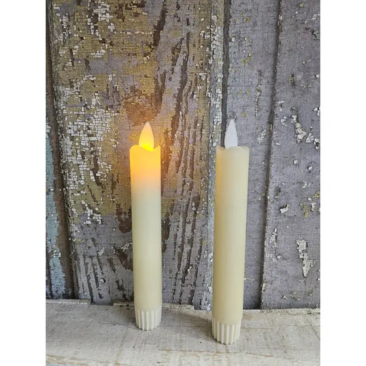 Cream Moving Flame 6in Taper 2 Pack