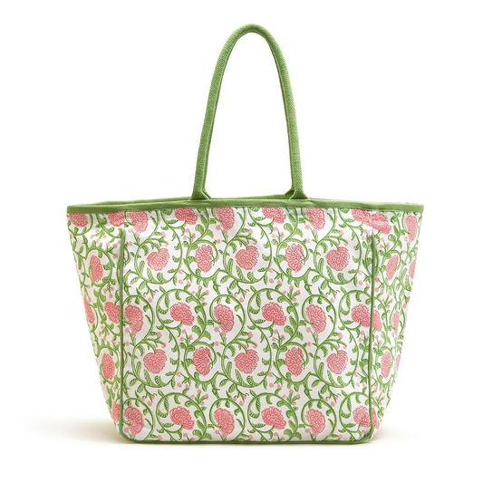 Floral Block Printed Tote Bag