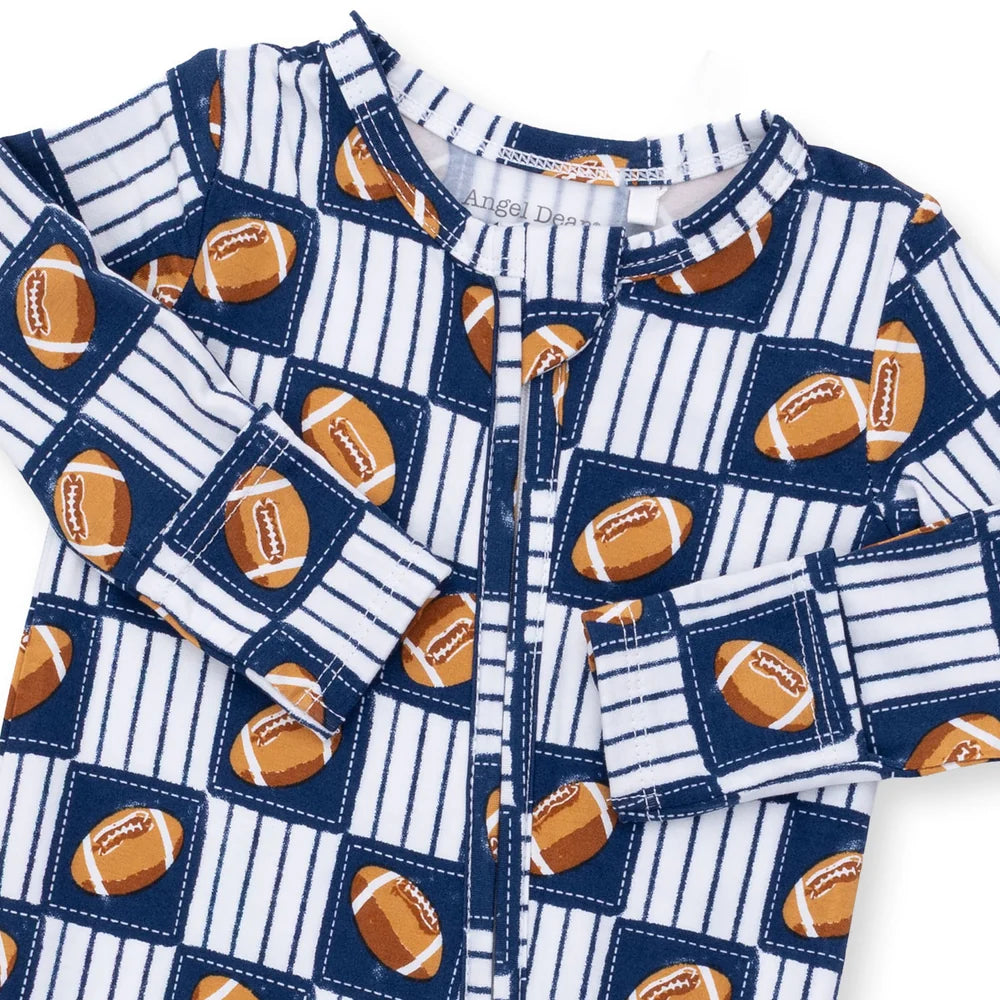 Football Patchwork  2 Way Zipper Footie