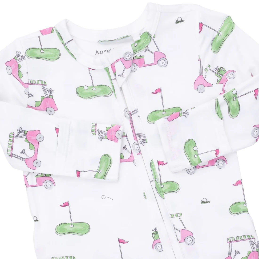 Golf Carts Pink 2 Way Ruffle Back Zipper Footie