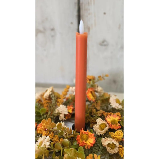 Orange 10in Taper Realistic Flame Taper Set of 2