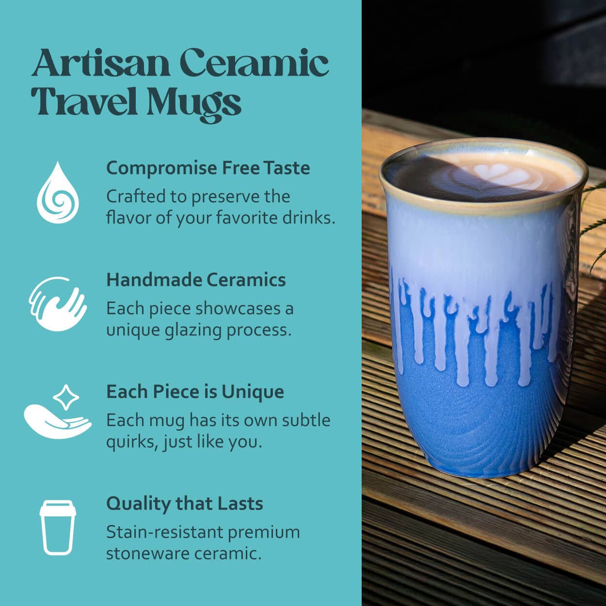 Neptune Ceramic Travel Mug – 12oz with Lid & Sleeve