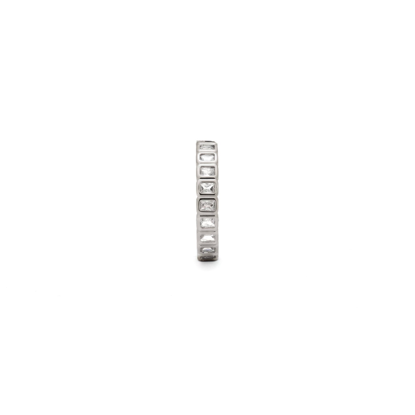 Silver Tennis Emerald Cut Ring