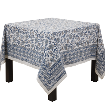 Hand Block Print Tablecloth 70" Square